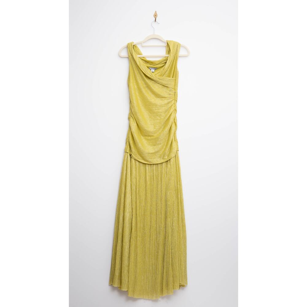 Sabina Musayev Off-Shoulder Metallic Lime Maxi Gown - Picture 4 of 7
